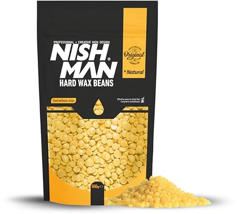 NISHMAN Hard Wax Beads, Natural, 500g | Painless, Gentle Hair Removal Wax Beans for Full Body, Face & Bikini Line | No Strip Needed | Bikini Wax Strips