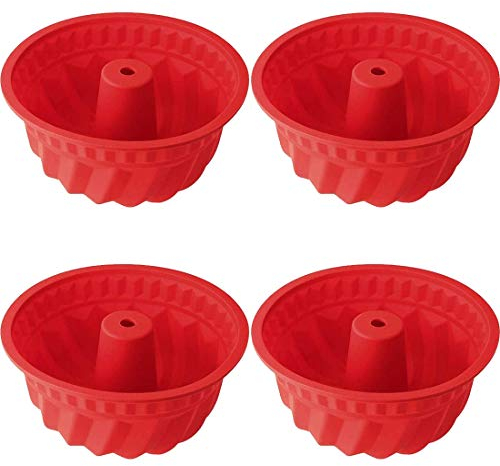 Molde de Silicona para repostería Magdalenas, tamaño 15cm Rojo, 4pcs
