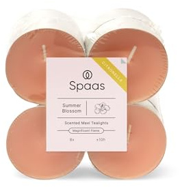 Spaas 8 x 8 Tealight alla Citronella Summer Blossom, 10 Ore, Rosa Cipria