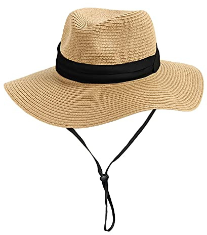 Chapeau de plage souple à large bord – Chapeau de voyage d'été en paille pour enfants de 5 à 19 ans (54 cm pour 5-9 ans; 56 cm pour 9-19 ans)