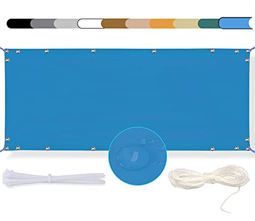 MEEYI Balkon Sichtschutz Balkonabdeckung 75x500cm Balkon seitenmarkise Balkonverkleidung Wind-und UV-Schutz Wetterfest mit Kabelbinder Ösen Seil, für Balkongeländer, Terrasse & Garten Blau