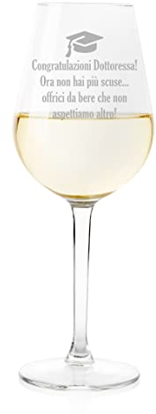 fashwork Calice da vino Laurea Regalo Laurea Congratulazioni dottoressa! Ora non hai più scuse, offrici da bere!