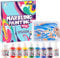 ABEIER Marmorierfarbe Kunst Set, 8 Farben Wassermalerei bastelsets für kinder, Kreatives Geschenk, Bemalen Graffiti Set mit 19 Stück Zubehör, Spielzeug Geschenke für Mädchen und Jungen ab 6 Jahre
