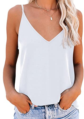 NONSAR Maillot de Corps à Bretelles Spaghetti pour Femme - Haut Basique - Débardeur Long - Spaghetti réglable - avec Bretelles Spaghetti - Cami - Débardeur (XL, Blanc.)