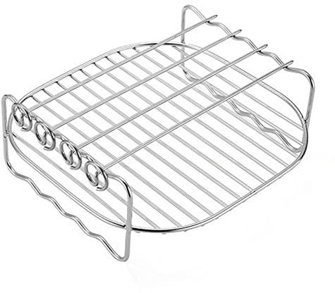 Niktule Zubehör für Grillrost und Korbtrenner, Doppelschicht-Edelstahl-Airfryer-Grill, 6, 7, 8 Zoll, Mehrzweck-Rackständer zum Kochen, Dämpfen, Backen