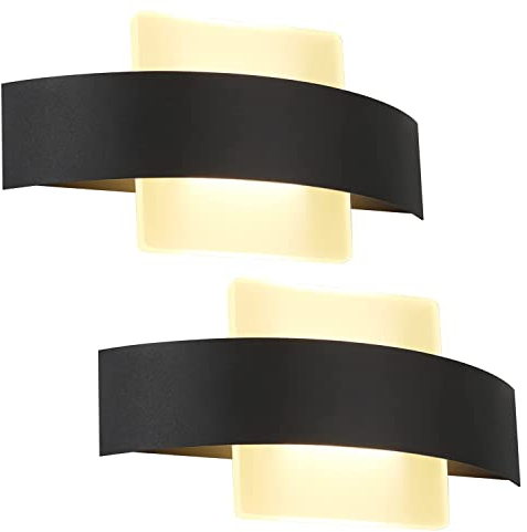 ZMH 2ER LED Wandleuchte Warmweiß Innen Wandlampe Wohnzimmer 7W aus Acryl Modern Bettlampe Nachtlampe 23.5cm in Schwarz und Weiß für Schlafzimmer Wohnzimmer Arbeitszimmer Treppenhaus