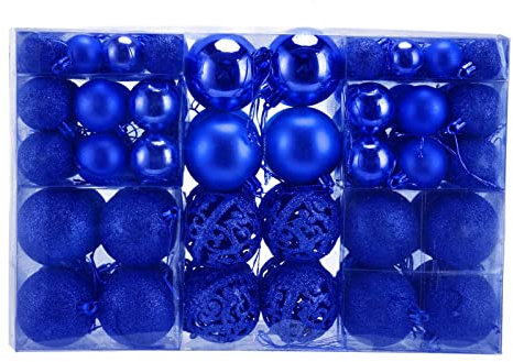 Natudeco 100 Pz Palline Albero di Natale Palline Artificiali Decorazione Natale Paesaggio Decorazione Vacanze Accessori Durevole A Prova di Goccia per Feste Celebrazione Cortile(Blu)