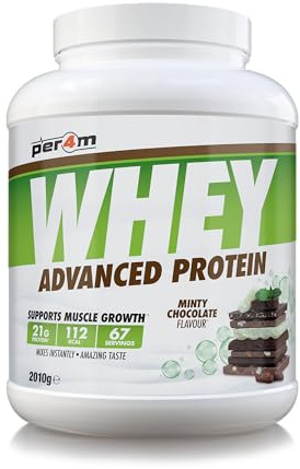 Per4m Whey Protein, Molkenprotein mit vollem Aminosäureprofil, unterstützt Muskelaufbau & Regeneration, reich an essentiellen Aminosäuren, für Sportler nach dem Training – Schokolade-Minze – 2.01kg