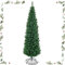 GYMAX Albero di Natale Slim 150 cm, Stretto e Alto, 220 Rami in PVC Ignifugo, Folti e Realistici, Supporto in Ferro, Divisibile da Trasporto, Albero Natale Artificiale Verde, per Interno ed Esterno