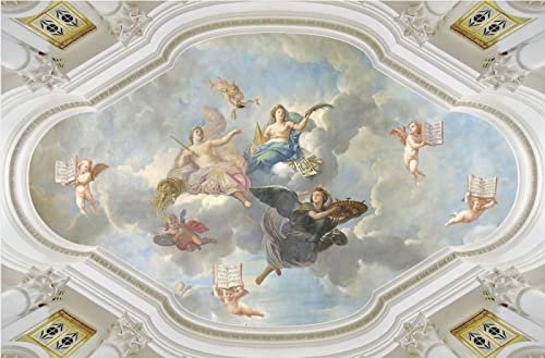 SHINERING Europe Style Ange Plafond Fresques Plafond Peintures Murales Papier Peint Papel Parede Papier Peint Mural 3D Peintures Murales Papier Peint 200cm(L)×140cm(H)