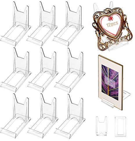JNZLT 12 Stück Tellerständer, Acryl Ständer Transparent Tellerhalter Verstellbarer Schiebeständer Ideal für cd ständer, verkaufsständer, Fotodisplays