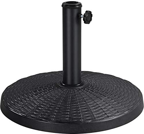 Yaheetech 10kg Garden Parasol Base Stand - Round Resin Decorative Base Heavy Duty Outdoor Garden Umbrella Stand Holder, Black