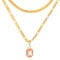 Mesovor Goldene Geschichtet Ketten Halsketten mit Anhänger Kristall, 18 Karat Vergoldete Figaro und Schlangenkette Halsband Halskette für Frauen Mädchen Schmuck Geschenke (Gelb)