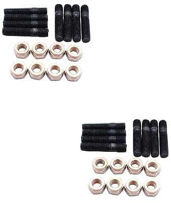 SHLPDFM 16 Stück Stehbolzen Stiftschraube Abgaskrümmer Hochfest M8x40mm + 16 Stück Muttern