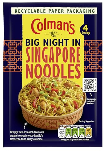 Colman's Weekend Wonders Singapore Noodles Meal Maker recipe mix spice mix for a takeaway-style family meal perfect with rice noodles 24 g