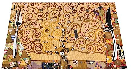 Partyunix Placemat - Heat-Resistant, Washable, And Easy To Clean Dining Table Mat Tree Of Life Prints 4 Pcs 18x12 In