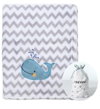 CREVENT 75cmX100cm Nette gemütliche Flauschige warme Babydecke für Mädchen Jungen Kleinkinder Bettwäsche Kinderbett Kinderwagen, Baby Dusche Geburtstag Neugeborenes Geschenk für Wal