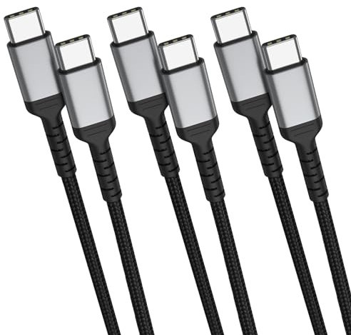 USB C to USB C Cable[1M, 3Pack], Nylon 60W Type C to Type C Fast Charging Cable PD USB C Charger Cable for iPhone 15/15 Pro Max, Samsung Galaxy S23/ S22/ S21, iPad Pro/Air, Huawei, Pixel