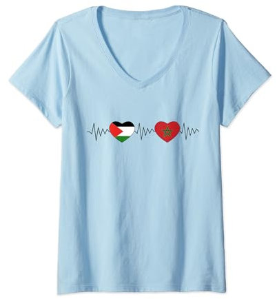 Maroc Palestine Drapeau Palestine Gaza Free Palestine T-Shirt avec Col en V