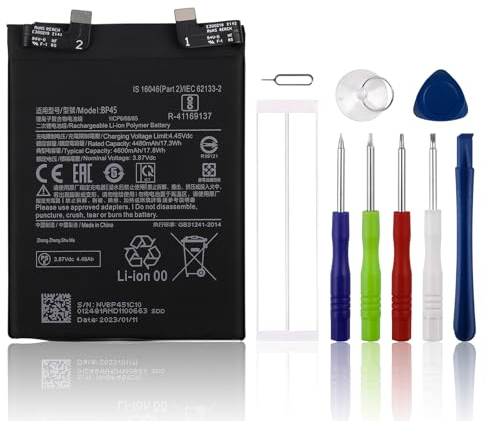 SwarKing Batería de repuesto compatible con Xiaomi 12 Pro BP45 con kit de herramientas