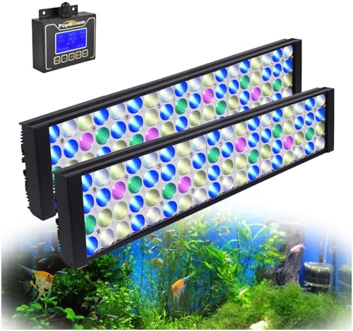 PopBloom 120W LED Beleuchtung für Süßwasser Aquarien, Vollspektrum Aquarium Led Lampe, Hohe Leistung, Sonnenaufgang Sonnenuntergang (120W (For 110-140cm))
