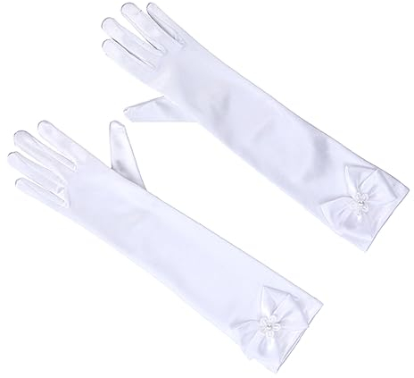 Holibanna Handschuhe für Kinder kurze Handschuhe Damenhandschuhe Brautstulpen Handschuhe anziehen Brauthandschuhe Fäustlinge für Kinder Blumenmädchen Handschuhe kurz Prinzessin Fräulein Weiß