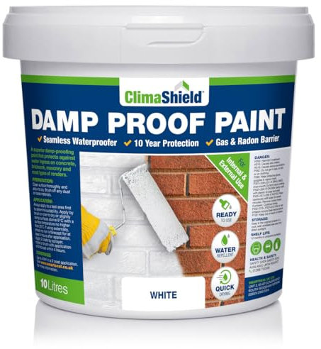 SmartSeal Damp Proof White Paint - 10 Litres - For Interior & Exterior Walls, Ceilings and Floors. Helps Prevent Water-Ingress and the Spread of Penetrating Damp.… (White)