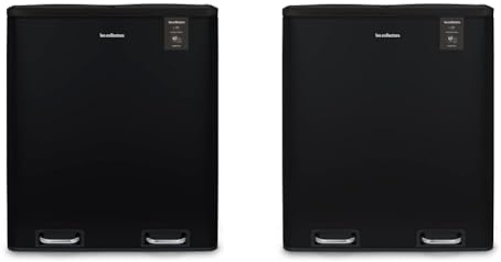 Les Collectors Poubelle de tri à pédale Noir Mat N°910 Capacité 60 L, Résistante, Cuisine, Séparateur de déchets 2 bacs, Seaux Amovibles, Recyclage, Tri sélectif, Fermeture Couvercle silencieuse
