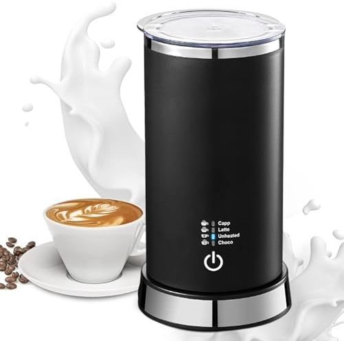 Montalatte Elettrico Automatico Cappuccino 4 in 1 Schiumatore 600W 350ml Schiuma Latte Calda/Fredda Rivestimento Antiaderente per Macchiato Caffè Latte e Cioccolata Calda