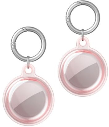Msagkah 2Pcs Custodie Impermeabili per Apple Airtag, Copertura Completa Impermeabile con Portachiavi per Apple Airtag (Rosa)