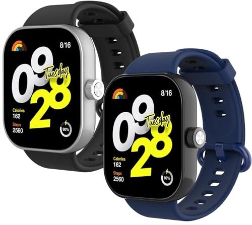 WD&CD Armband kompatibel mit Xiaomi Redmi Watch 4/ Xiaomi Smart Band 8 Pro Weiches Silikon, Verstellbare Fitness Armband kompatibel für Frauen männer, Schwarz + Blau