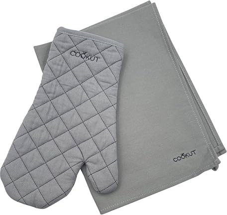 Cookut - ENSEMBLE GANT ET TORCHON GRIS PERLE L'INCROYABLE COCOTTE - COOKUT