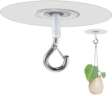Gancio adesivo da soffitto – Ganci da soffitto autoadesivi resistenti, ganci con occhiello per cuscinetti ad occhiello, ganci per appendere al soffitto senza forare, gancio appiccicoso per piante,