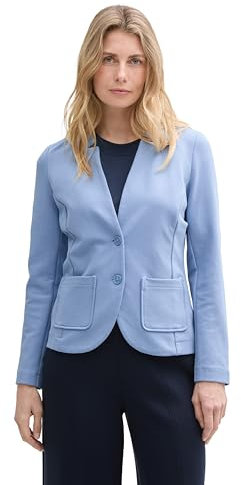 TOM TAILOR Damen 1038703 Basic Ottoman Blazer mit Taschen, 37106 - Flawless Blue, M