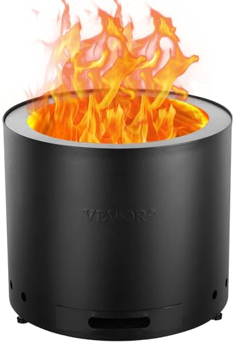 VEVOR Braciere a Legna Senza Fumo, 380x320mm, Braciere con Portacenere Rimovibile, Braciere da Esterno Portatile per Interni in Acciaio Inossidabile SUS430, per Giardino Cortile Campeggio da Esterno