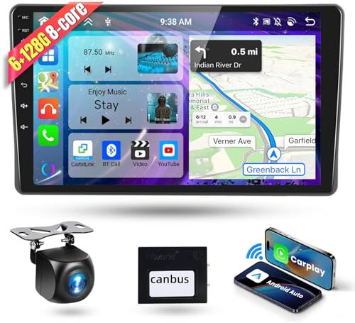 6G&128G 8 Core Podofo 9''Autoradio per FIAT Panda 169 2003-2012 Carplay Android Auto Wireless,DSP,Bluetooth Radio 2 din con GPS Navi HIFI/RDS/FM +AHD Back up Camera