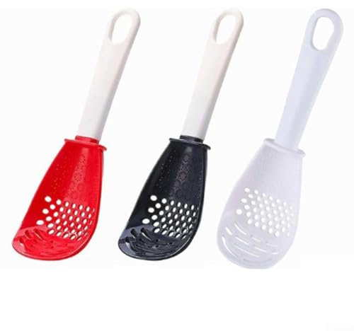 3Pcs Multifunctional Cooking Spoon Slotted Spoon, Kitchen Cooking Plastic Spoons Egg Separator for Kitchen Mashing Garlic, Skimmer Colander Strainer