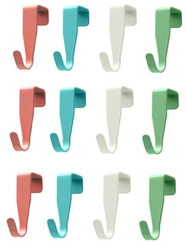 Gebrazy Crochet de Porte,Lot De 12 Crochets Pour Armoires Et Placards, Patère Porte en Acier Inoxydable, Crochets de Porte à Suspendre pour Porte Standart, Tiroir, Placard Armoire, Cuisine