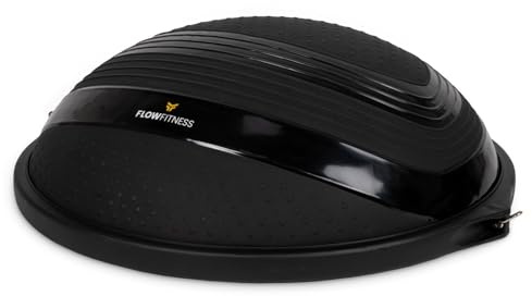 Flow Fitness Balanstrainer Pro 63 cm – Balance Trainer mit Widerstandsbändern und Luftpumpe, Balance Board für Stabilitäts- und Koordinationstraining, Fitness Halbkugel bis 200 kg