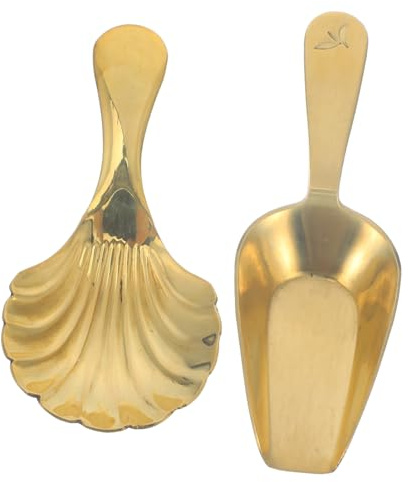 Cabilock Genuine Brass Tea Leaf Spoon Small Loose Leaf Tea Scoop for Precise Measurement and Brewing 3.7 Inch Mini Caddy Spoon