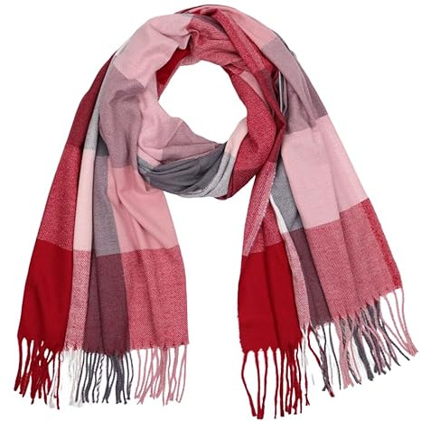 MIRROSI Modeschal weicher und warmer karierter Schal mit Fransen, 70x180cm (Viele tolle Farboptionen zur Auswahl), Damen Halstuch ideal für Herbst und Winter