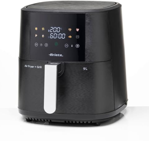 Ariete 4630/10 Friggitrice ad aria 9L, 1500 W, Capacità 9L, Capacità di cottura 2,5kg, 8 programmi preimpostati, Temperatura fino a 200°, Nero