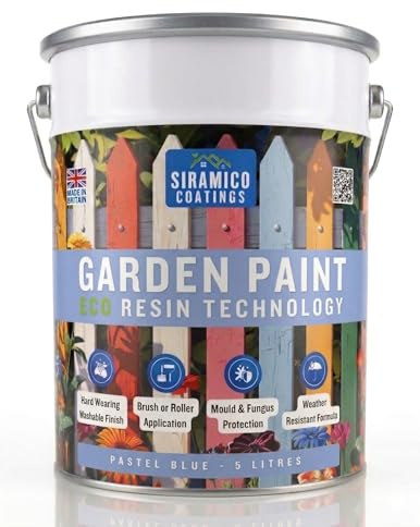 SIRAMICO COATINGS Garden Paint – 5 Litres - Eco Resin Premium One Coat Garden Paint for Garden Furniture (Pastel Blue, 5 Litre)