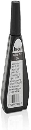 Trodat 7011 - Botella de tinta negra para rellenar almohadillas o almohadillas (28 ml), tinta a base de agua para sellar documentos, huellas limpias y nítidas, tapón plegable