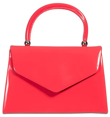 fi9 ®, BNWT, borsetta a mano in stile retrò, pelle verniciata, da sera, per matrimoni e feste, Rosa