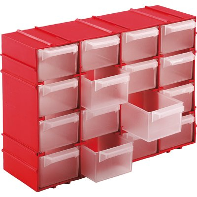 Kigima Cassettiera portaminuteria 16 scomparti 22x15x8cm (Rosso)