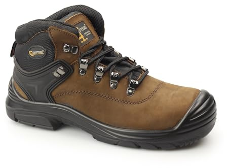 MENS GRAFTERS LEATHER WATERPROOF WIDE FIT LACE UP SAFETY BOOTS M9508