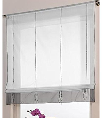 SIMPVALE Raffrollo Gardinen Voile römischen Raffgardinen Schatten Transparent Vorhang für Balkon und Küche (grau, Breite 140cm / Höhe 155cm)