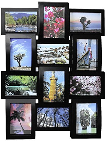 Close Up® 3D Fotorahmen für 12 Fotos- plastischer Qualität Collage Bilderrahmen - ca. 61 x 46 x 4 cm - schwarz