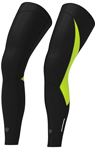 DHERA Men Cycling Legwarmers, Thermal Bike wear, Colour Yellow/Black, Size XXL Sports